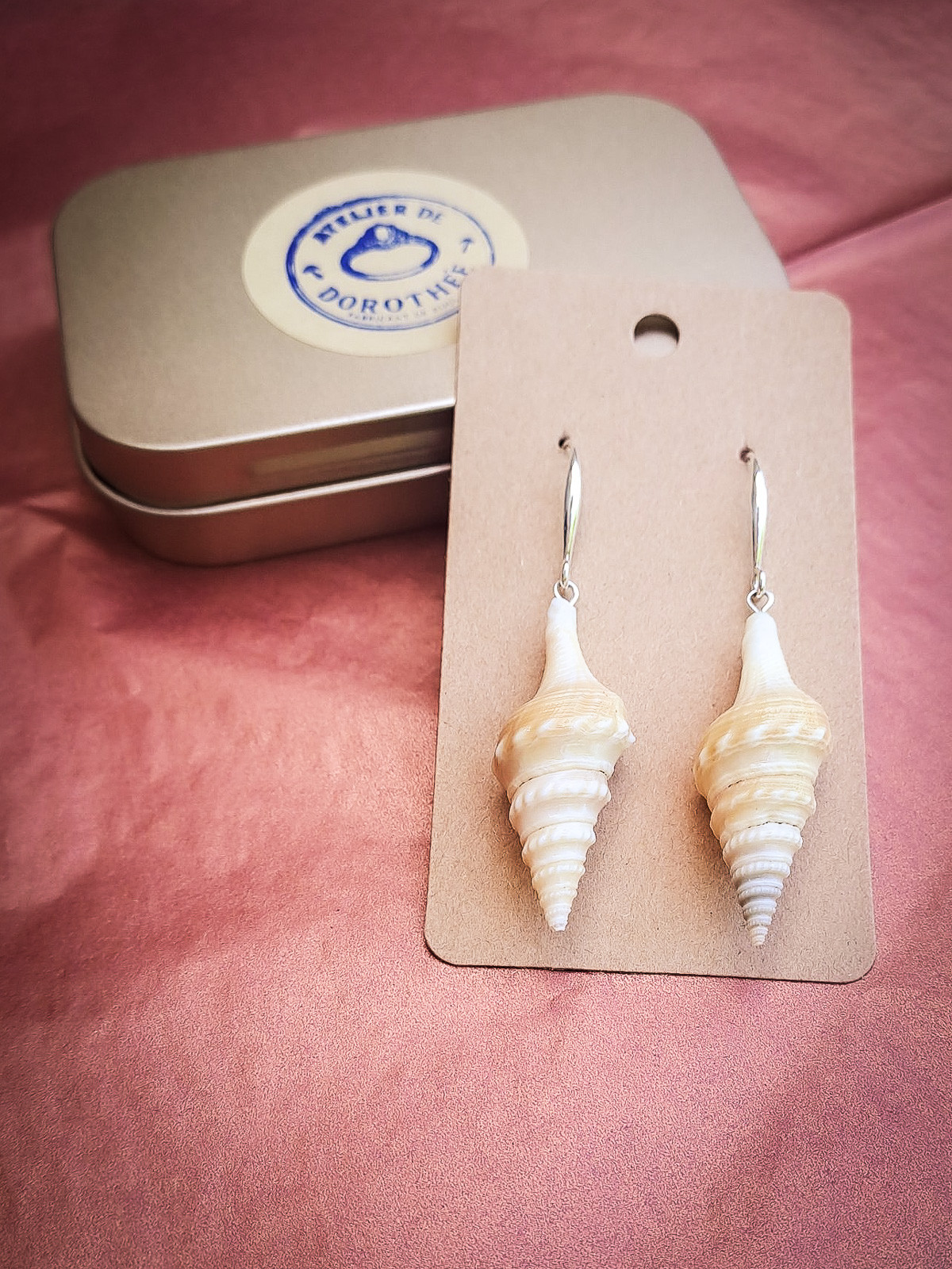 Boucles d’oreilles pendantes coquillage naturel bohème marin