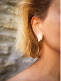 Boucle d’oreille clip coquillage blanc naturel bohème sans perçage