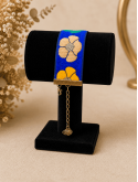 Bracelet Fleuri Bleu Roi Bohème Chic – Bijou Artisanal Tissé Femme