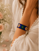 Bracelet Fleuri Bleu Roi Bohème Chic – Bijou Artisanal Tissé Femme