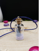 Collier en fiole simple - fleurs séchées bleues