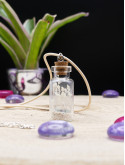 Collier en fiole simple - fleurs séchées blanches