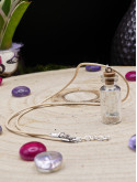 Collier en fiole simple - fleurs séchées blanches