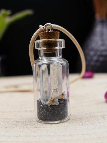 Collier en fiole simple - cristaux purifiant 
