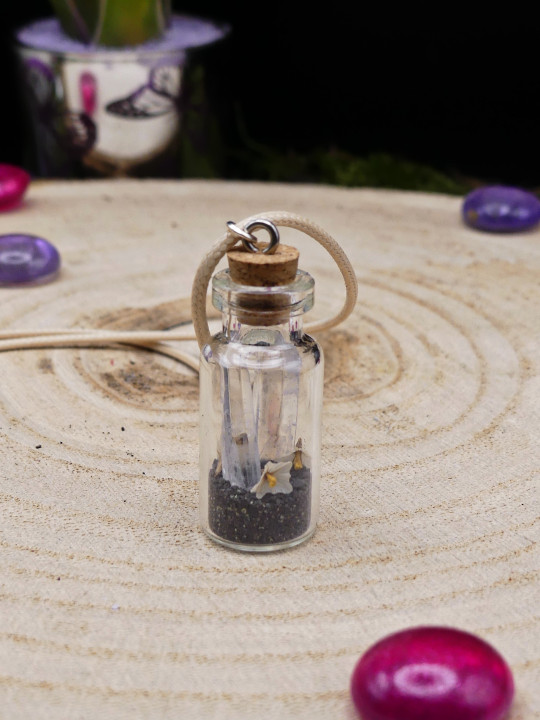 Collier en fiole simple - cristaux purifiant 