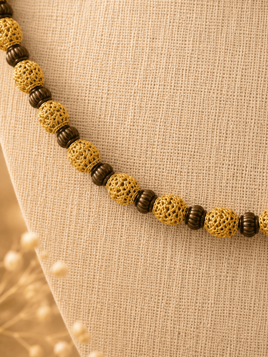 Collier en boutons de djellaba marocains - collier doré bohème chic 