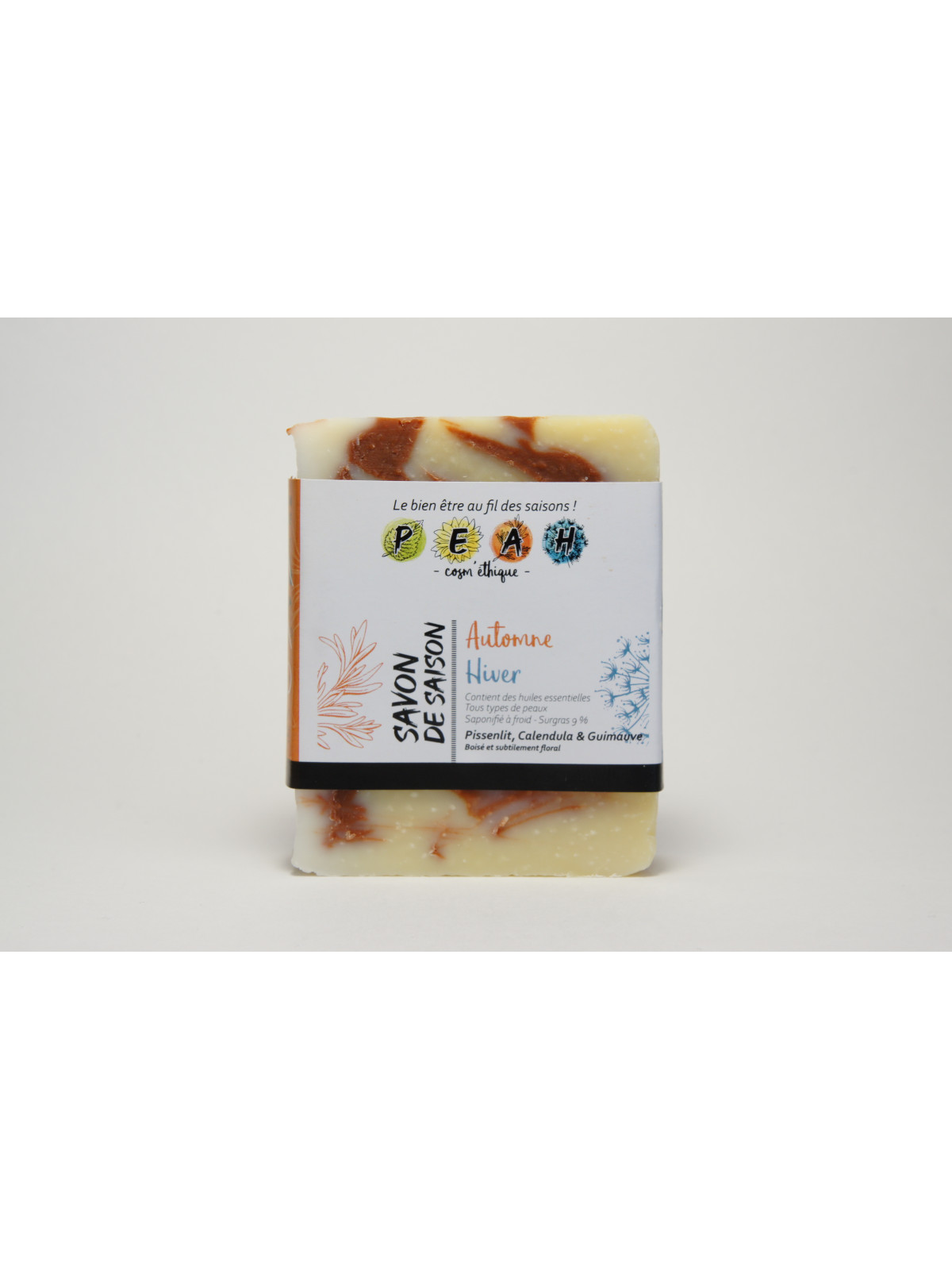 Savon saponifié à froid aux plantes de saison PEAH Cosm'éthique