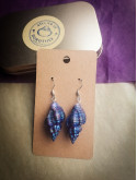 Boucles d'oreilles puces en coquillages naturels violet irisé | Argent 925