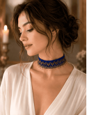 Un collier bleu et or artisanal parfait pour les femmes en quête d'un bijou original, élégant et intemporel.