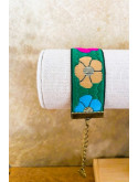 Bracelet Fleuri Vert Émeraude Bohème Chic Bijou Artisanal Femme
