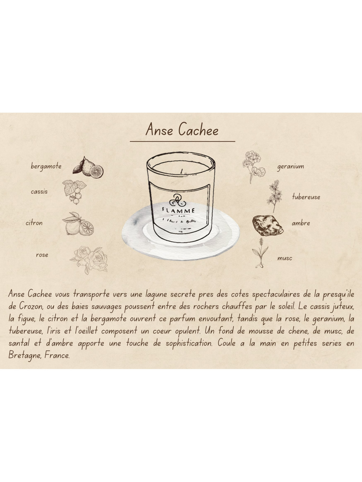 Anse Cachée - Bougie parfumée artisanale fabriquée en Bretagne