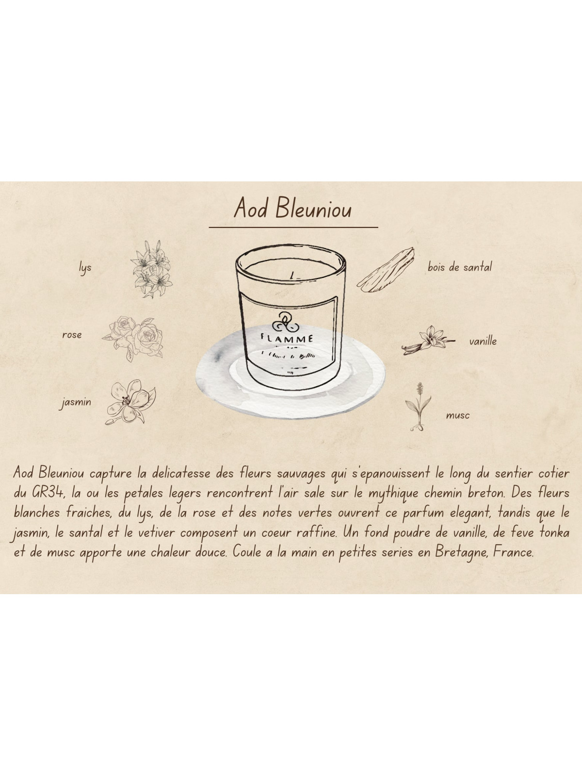 Aod Bleuniou - Bougie parfumée artisanale fabriquée en Bretagne