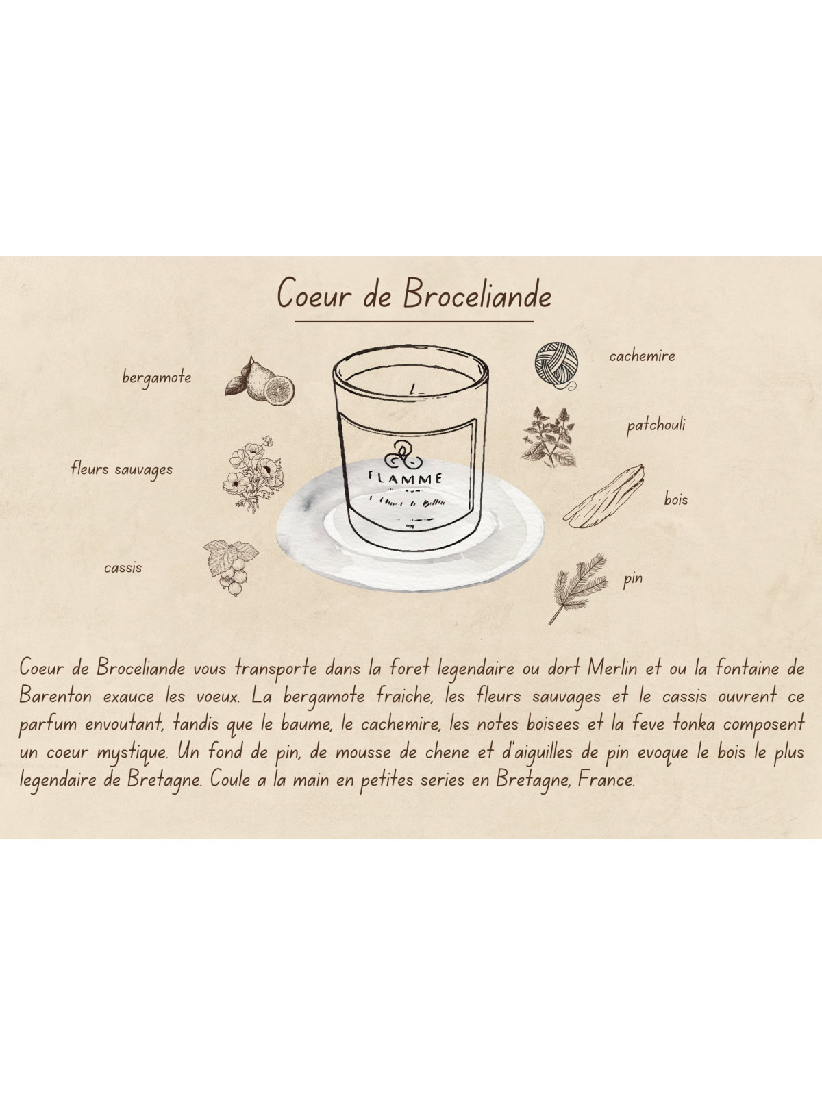 Cœur de Brocéliande - Bougie parfumée artisanale fabriquée en Bretagne