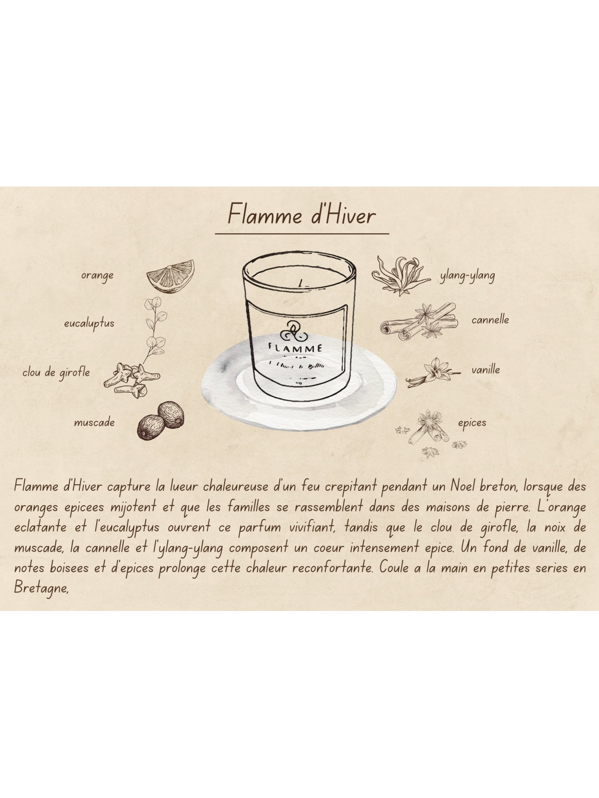 Flamme d'Hiver - Bougie parfumée artisanale fabriquée en Bretagne