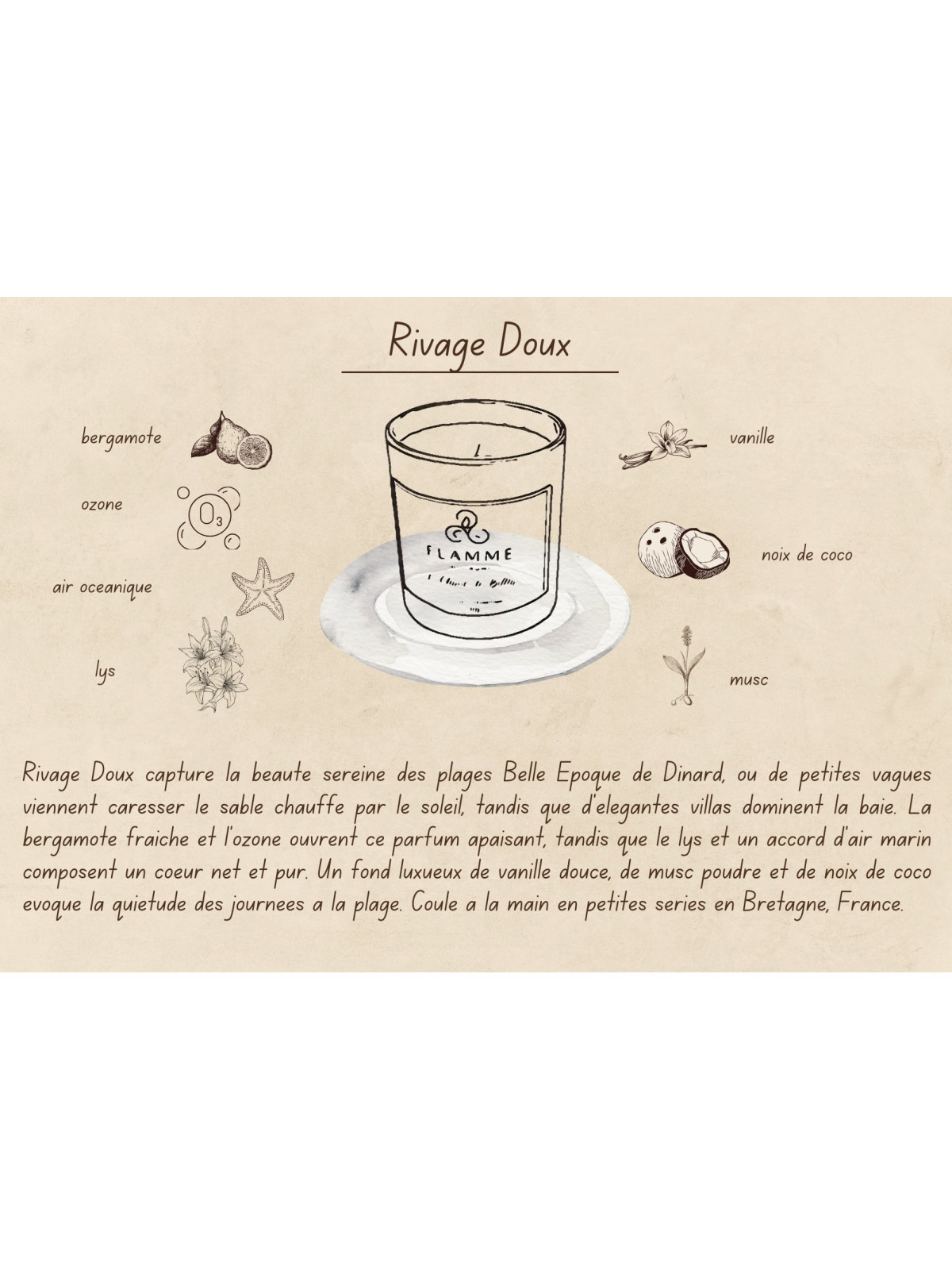 Rivage Doux - Bougie parfumée artisanale fabriquée en Bretagne