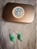 Boucles d'oreilles coquillage naturel vert jade peint à la main – Argile polymère & Argent sterling 925