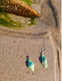 Boucles d'oreilles coquillage naturel vert jade peint à la main – Argile polymère & Argent sterling 925