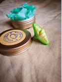 Bague coquillage naturel peint à la main – Argile polymère vert lagon – Bijou artisanal unique