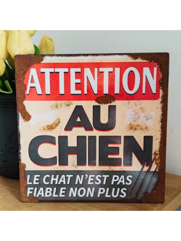 Plaque Déco humoristique chien et chat