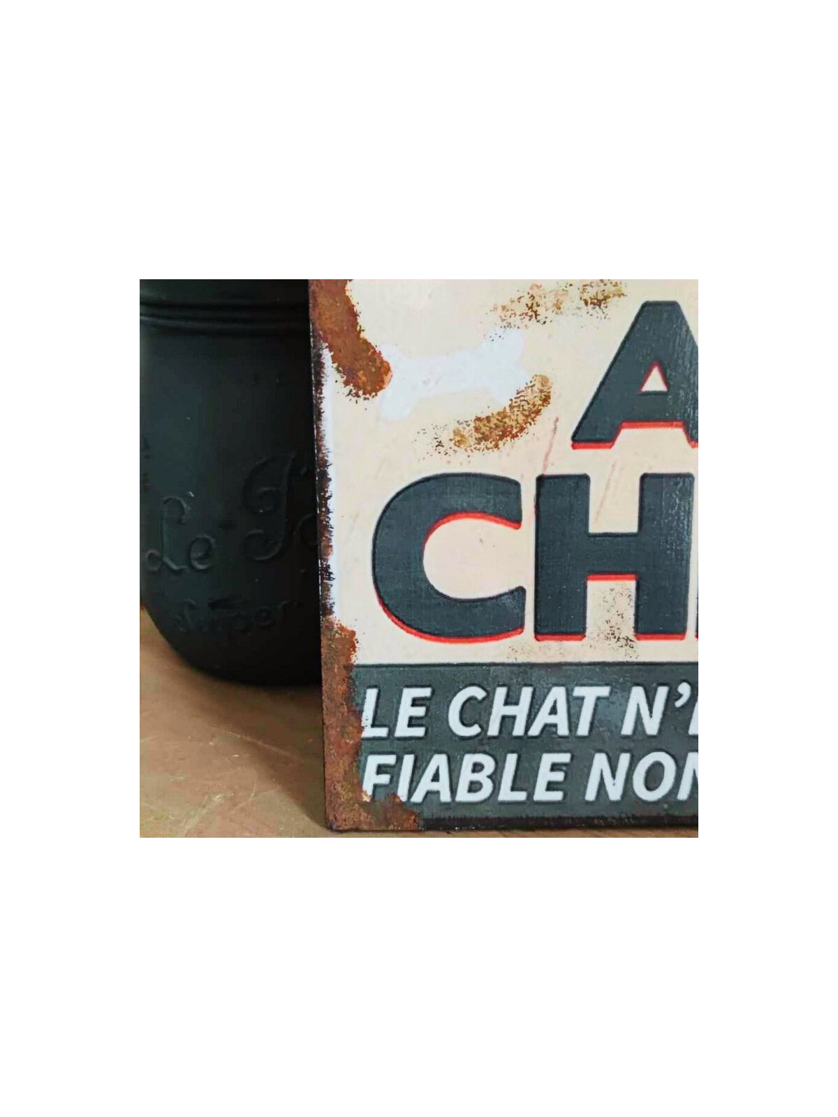 Plaque Déco humoristique chien et chat
