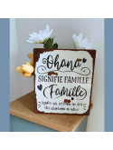 Plaque "Ohana signifie famille" sur medium effet rouillé