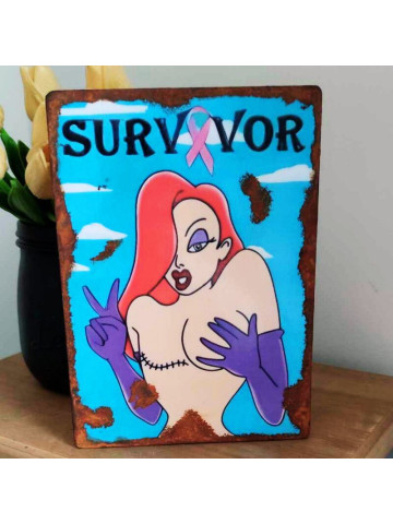 Plaque Déco Survivor Jessica Rabbit - Ruban rose
