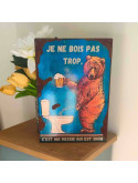 Plaque Déco Humour - Ours aux toilettes