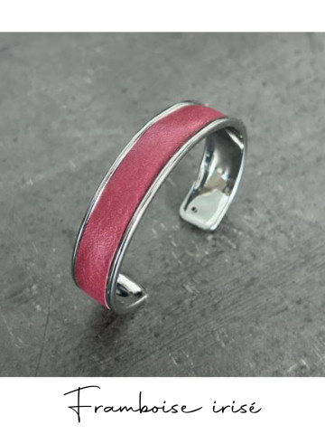 Bracelet manchette argent cuir - différentes couleurs