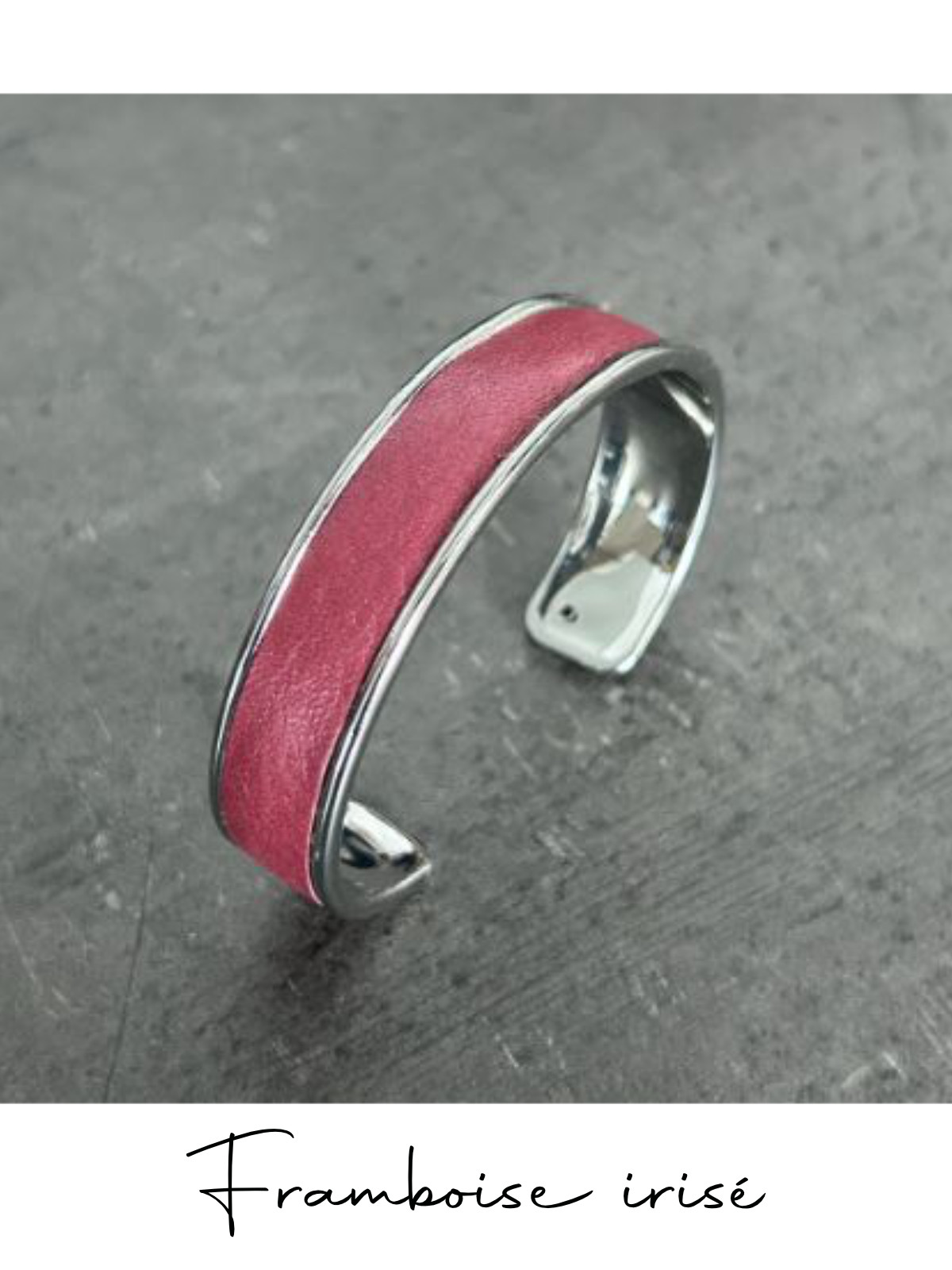 Bracelet manchette argent cuir - différentes couleurs