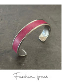 Bracelet manchette argent cuir - différentes couleurs