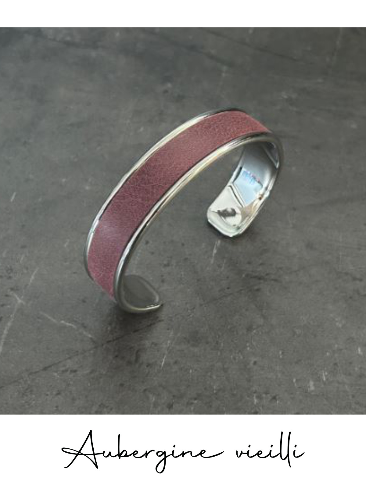 Bracelet manchette argent cuir - différentes couleurs