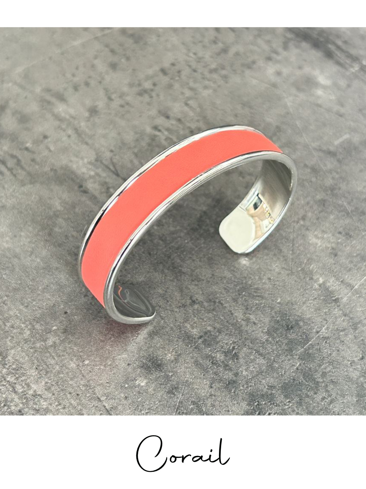 Bracelet manchette argent cuir - différentes couleurs