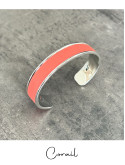 Bracelet manchette argent cuir - différentes couleurs