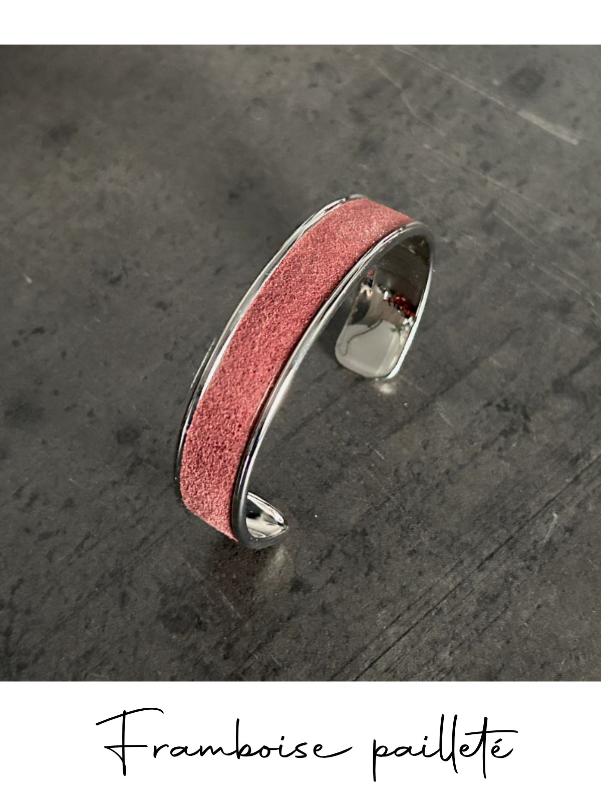 Bracelet manchette argent cuir - différentes couleurs