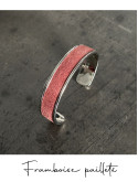 Bracelet manchette argent cuir - différentes couleurs