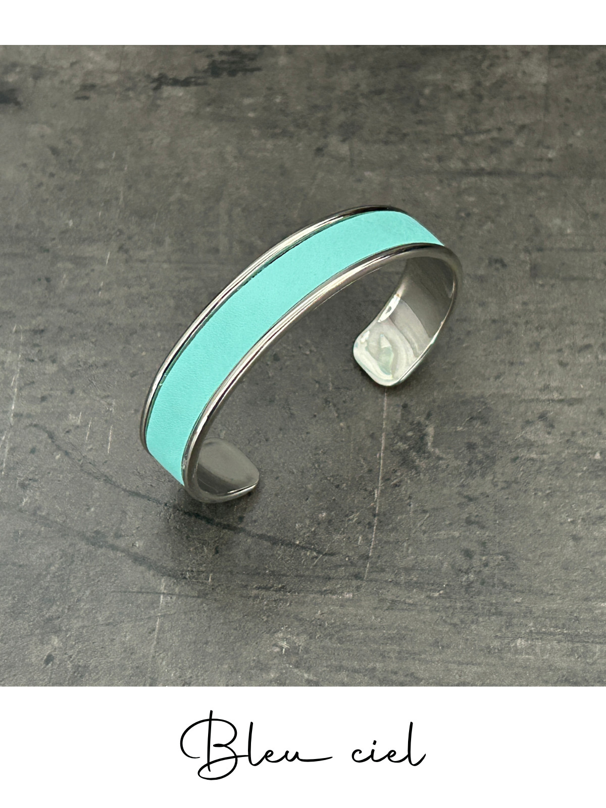 Bracelet manchette argent cuir - différentes couleurs