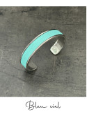 Bracelet manchette argent cuir - différentes couleurs