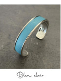 Bracelet manchette argent cuir - différentes couleurs