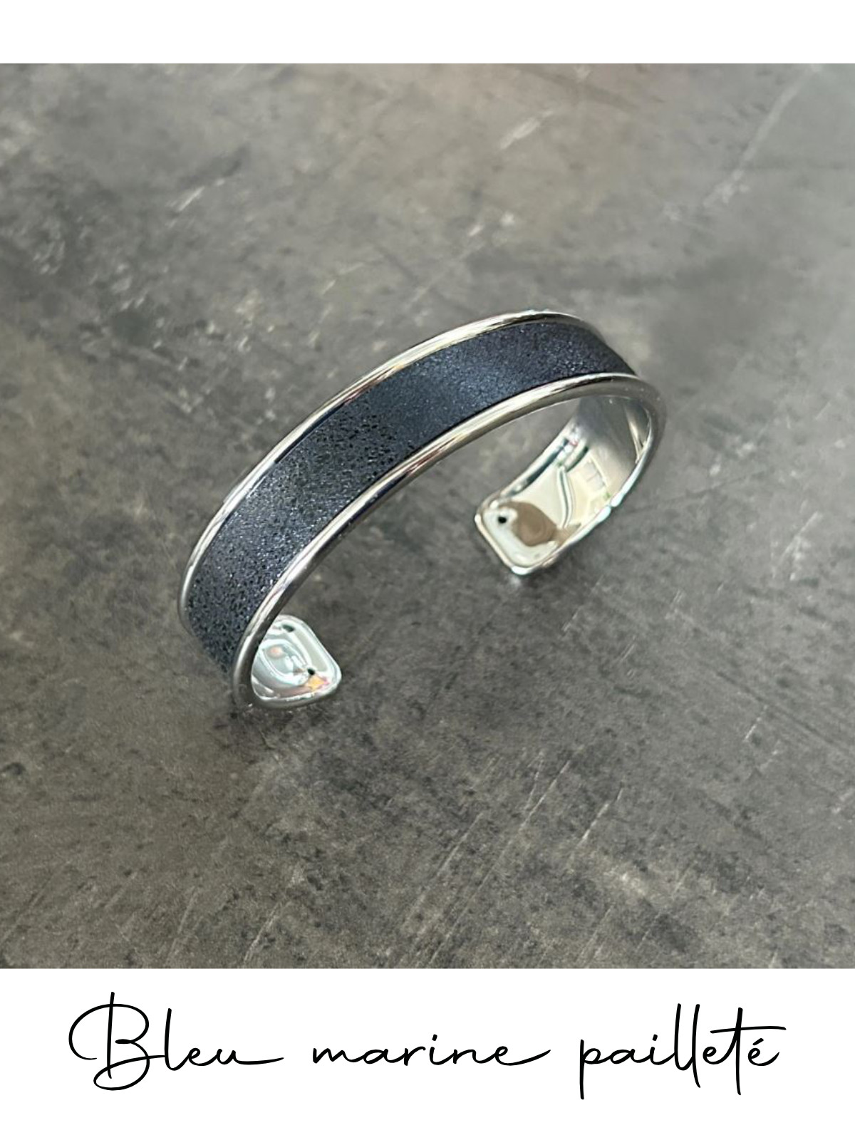 Bracelet manchette argent cuir - différentes couleurs