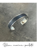 Bracelet manchette argent cuir - différentes couleurs