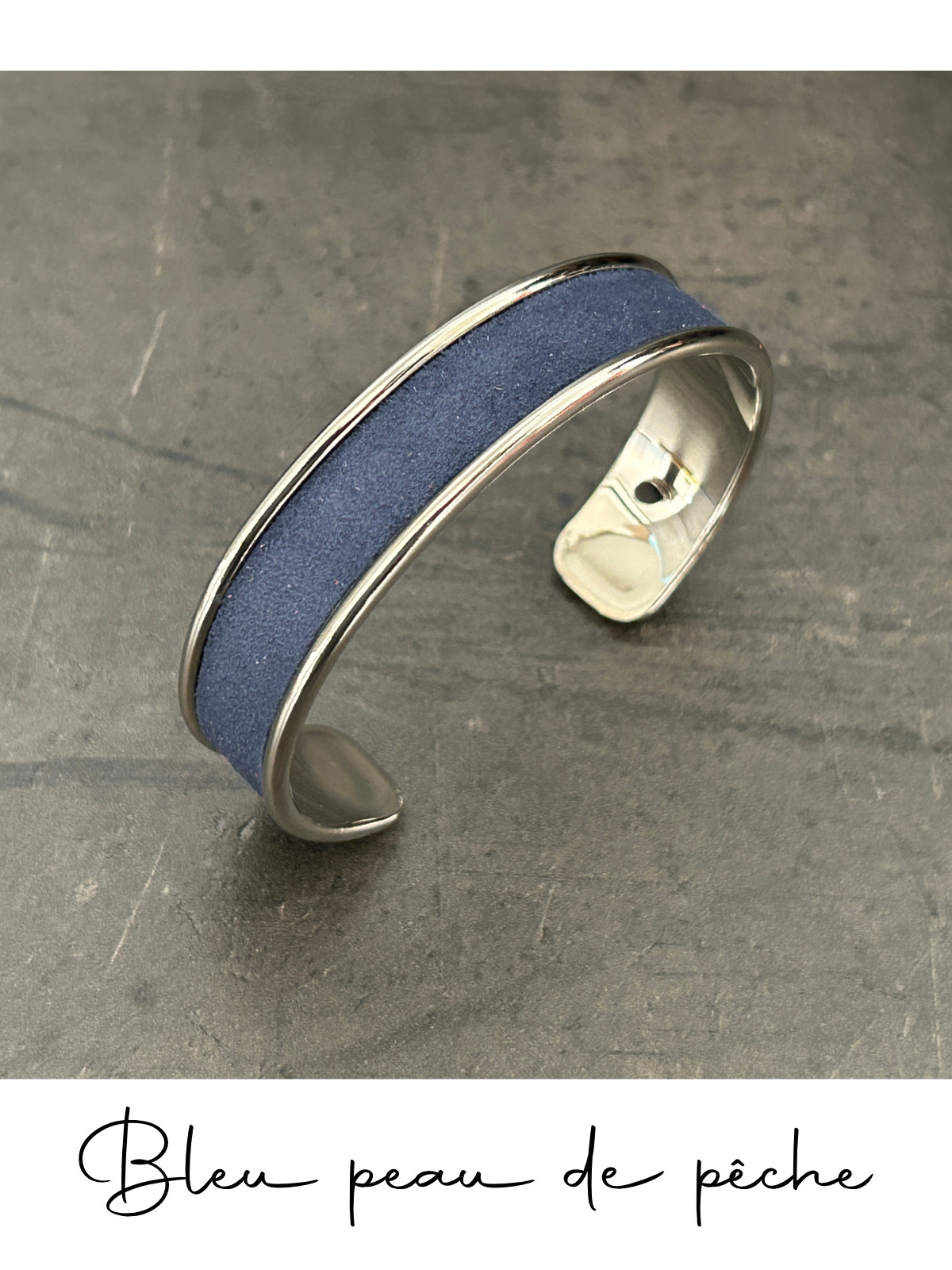 Bracelet manchette argent cuir - différentes couleurs
