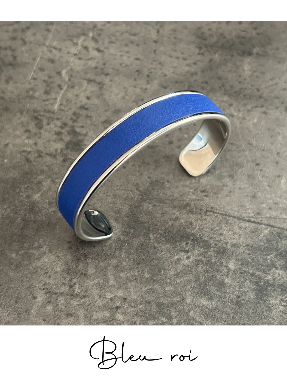 Bracelet manchette argent cuir - différentes couleurs