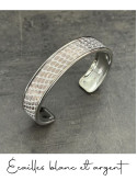 Bracelet manchette argent cuir - différentes couleurs