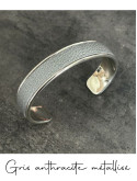 Bracelet manchette argent cuir - différentes couleurs