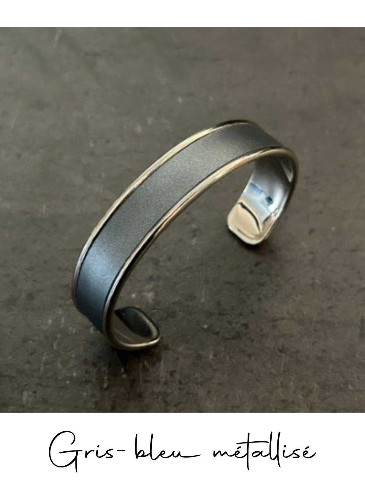 Bracelet manchette argent cuir - différentes couleurs