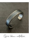 Bracelet manchette argent cuir - différentes couleurs