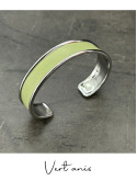 Bracelet manchette argent cuir - différentes couleurs
