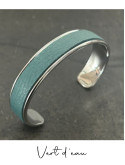 Bracelet manchette argent cuir - différentes couleurs