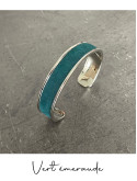 Bracelet manchette argent cuir - différentes couleurs