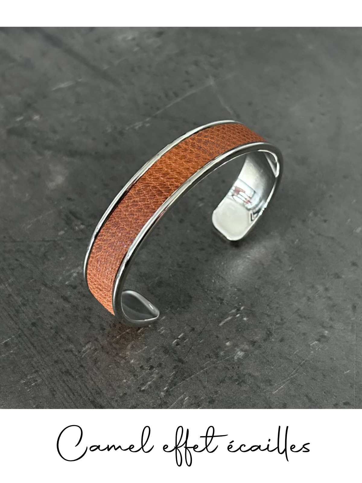 Bracelet manchette argent cuir - différentes couleurs